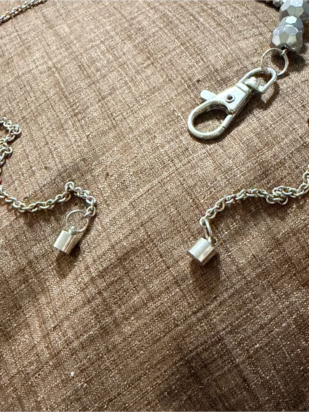 Silver Faceted Bead Lanyard with Lobster Clasp